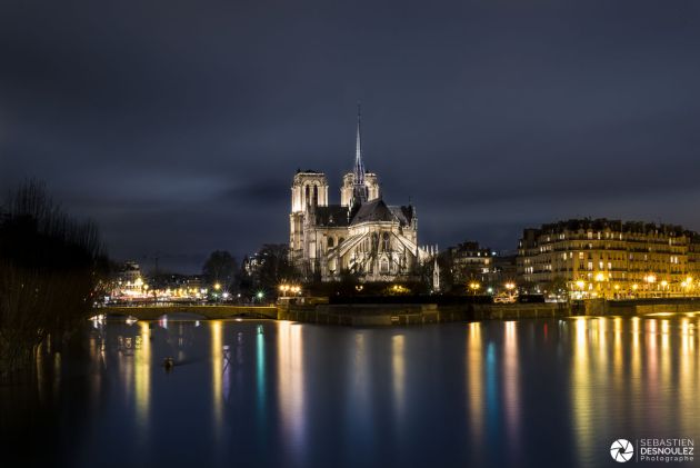 Notre Dame de Paris pendant la crue de la Seine en janvier 2018 - Photo : © Sebastien Desnoulez