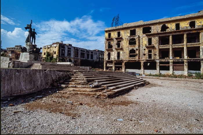 Place des canons ou place des martyrs, Beyrouth centre, Liban 1991 - Photo : © Sebastien Desnoulez
