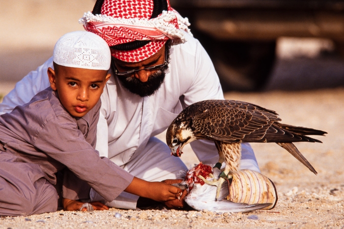 Chasse au faucon à Dubai en 1991 - Photo : © Sebastien Desnoulez