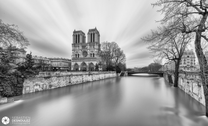 Notre-Dame de Paris pendant la crue de la Seine 29 janvier 2018 - Photo : © Sebastien Desnoulez Photographe