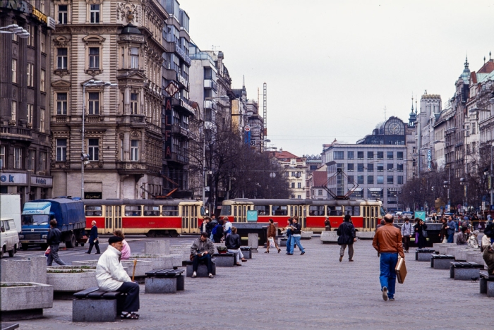 Place Vencelas, Prague, Mars 1991 - Photo : © Sebastien Desnoulez