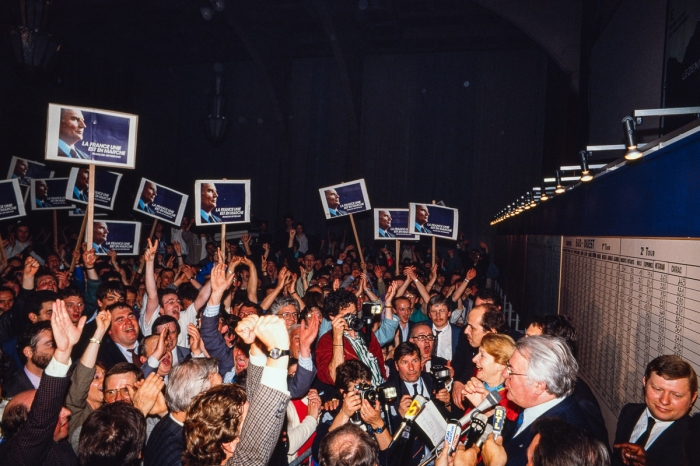 Proclamation Resultats Par Pierre Mauroy A Lille De La Victoire De Francois Mitterrand A La Presidentielle 1988 Photo Sebastien Desnoulez