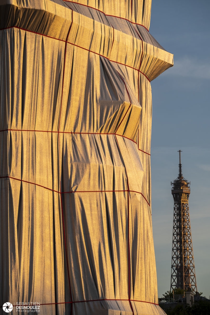 Arc De Triomphe X Christo Et La Tour Eiffel   Photo : © Sebastien Desnoulez Photographe D'ambiances Et De Paysage