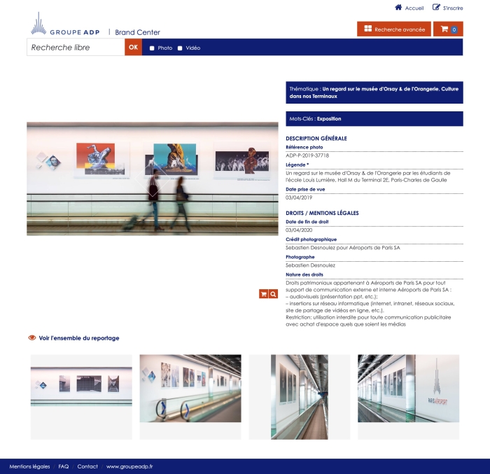 Publication de mes photographies dans le DAM Brand center du Groupe ADP