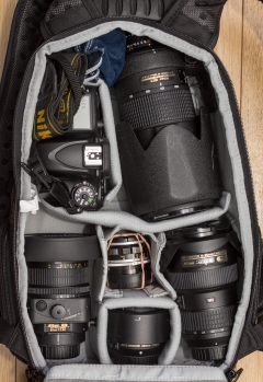 Lowepro ProTactic BP 250 AW Rempli De Matériel Reflex DSLR Nikon