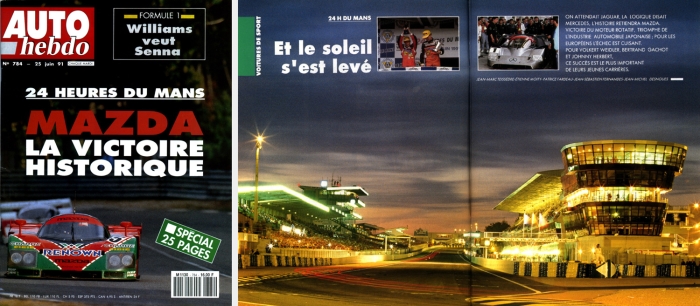 Reportage Presse Magazine   24 Heures Du Mans 1991   Couverture Et Double Page Du Magazine Auto Hebdo   Photos : © Sebastien Desnoulez