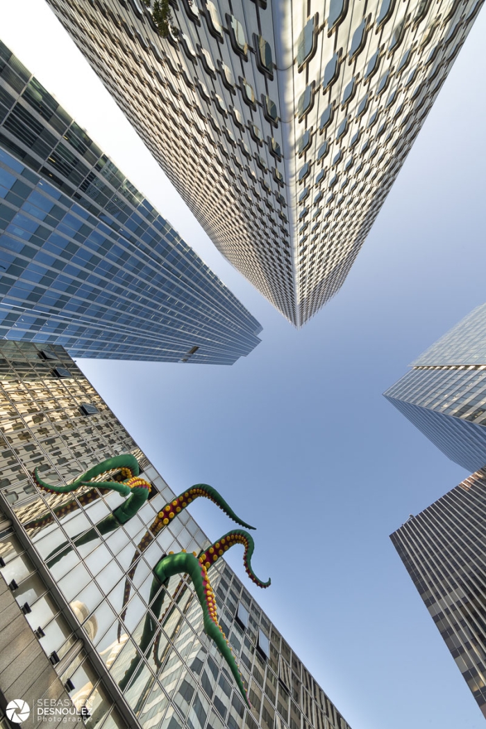 Un poulpe géant envahit un immeuble de La Défense - Photo : © Sebastien Desnoulez photographe d'ambiances et d'architecture