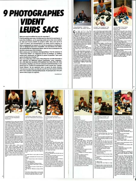 Photo Reporter septembre 1985 9 photographes vident leurs sacs