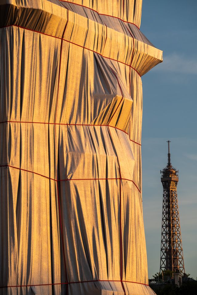 Arc de Triomphe x Christo and Eiffel Tower Photo Sebastien Desnoulez Photographe Architecture